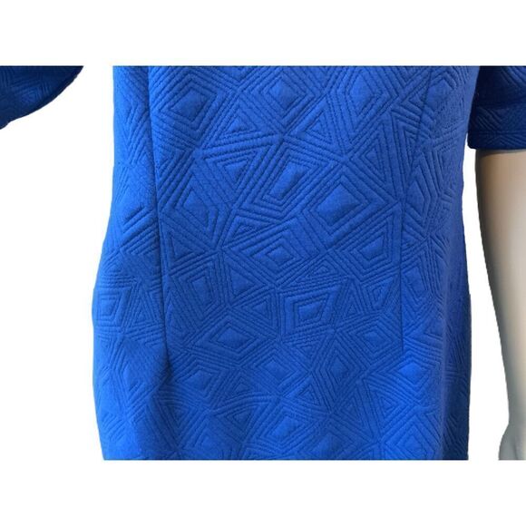 Monroe & Main Blue 3/4 Sleeve Boat Neck Textured Dress Size Small - Picture 3 of 13